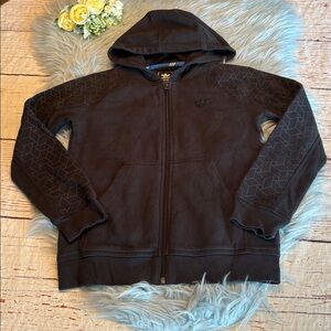 Adidas Black Fleece Zip Up Jacket with Accents Sz S